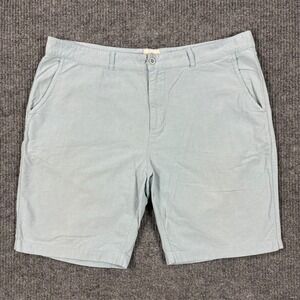 Sperry Blue Flat Front Shorts Mens Size 38 Cotton Casual Preppy Summer Mid Rise
